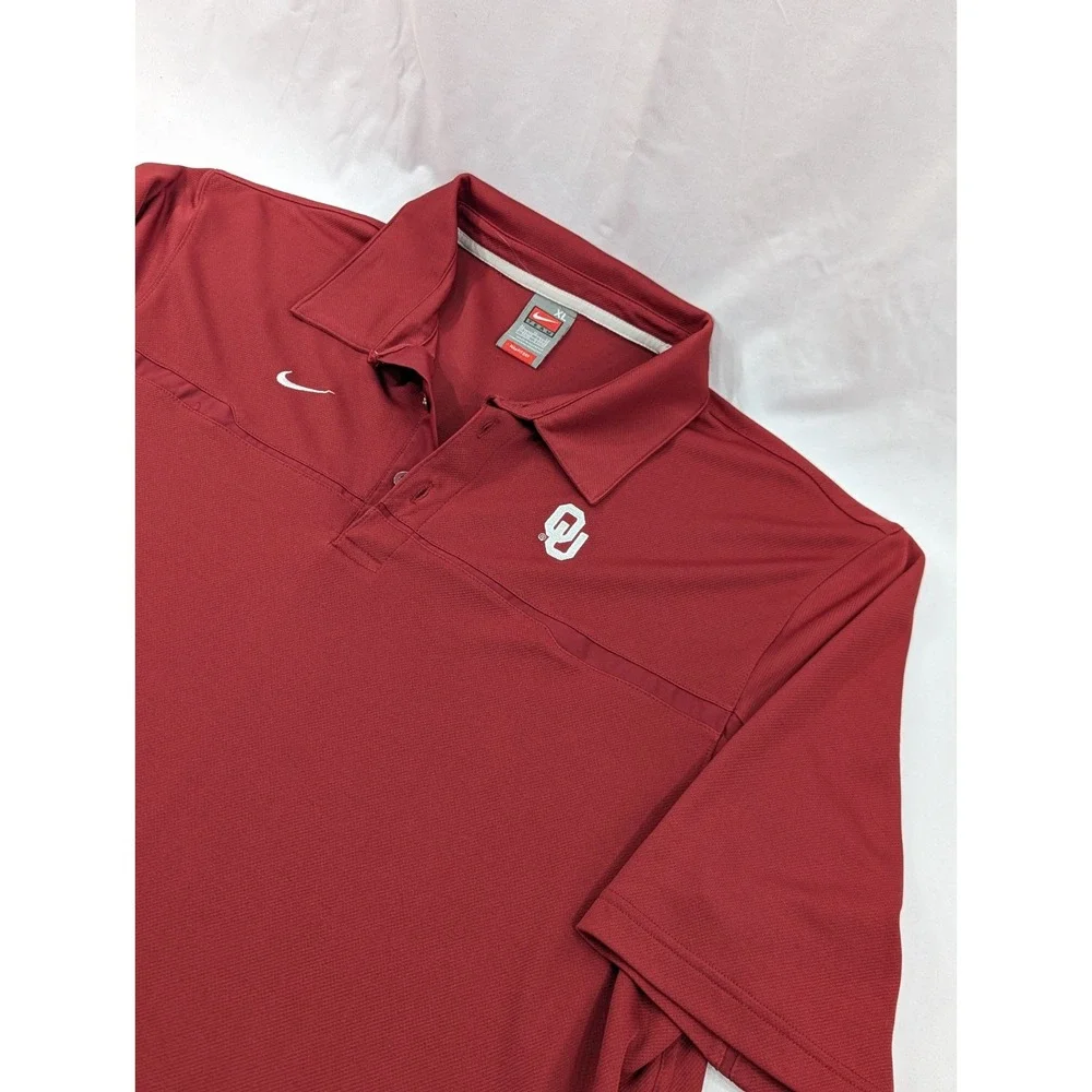 VTG Nike Team XL Oklahoma Sooners Nike Fit dry Polo Golf Shirt Red Football EUC